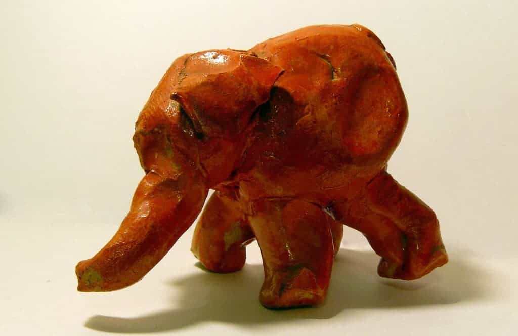 Clay sculpture of an elephant made by a preschooler
