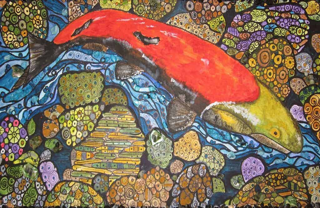 Mosaic Artwork of a Salmon