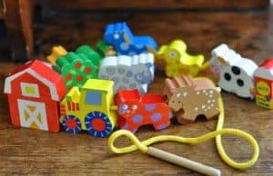 Lacing string for practicing fine motor skills