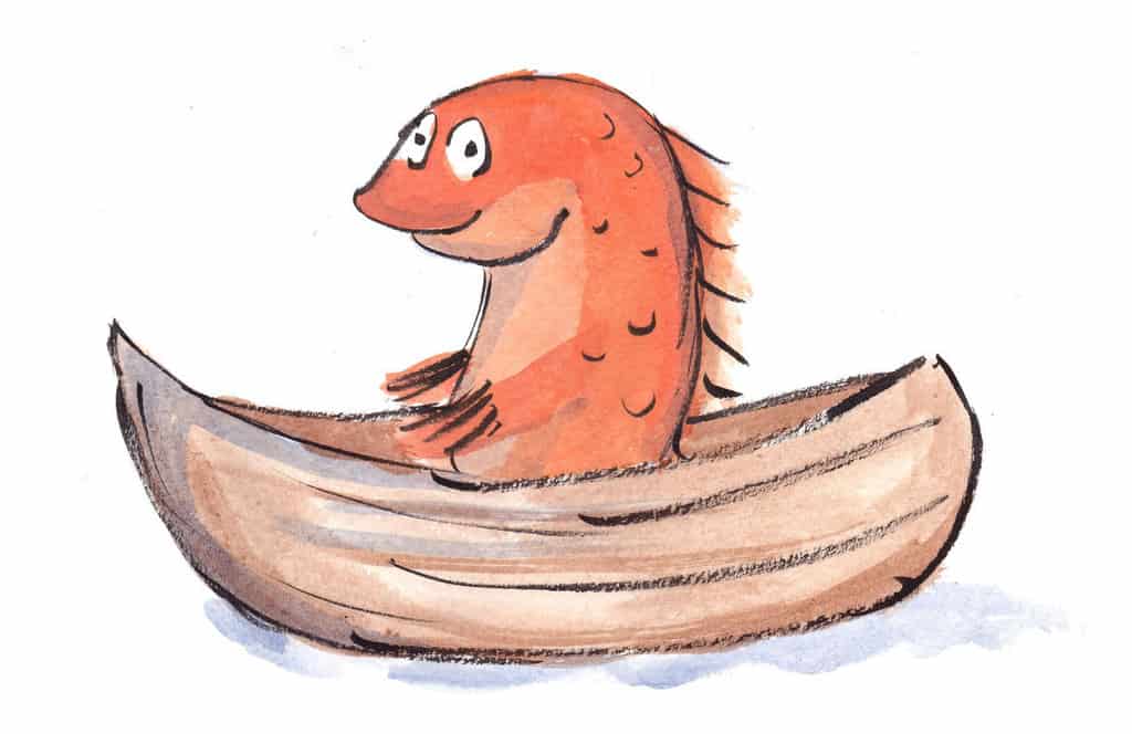 Fish in a Boat Childrens Book Illustration