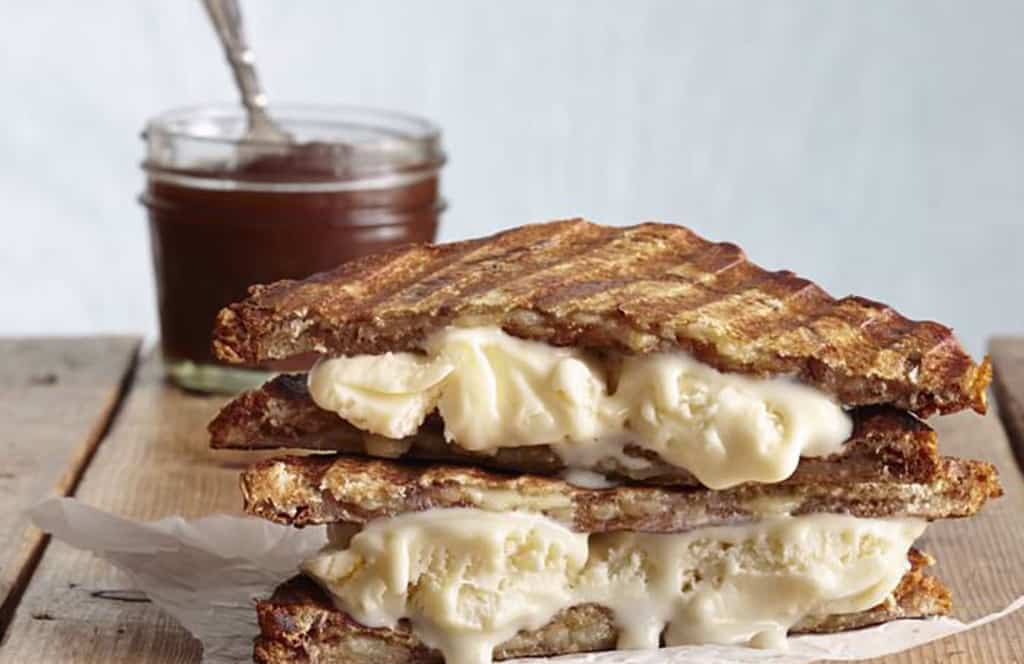 Grilled Ice Cream Sandwich with Apples and Cheese