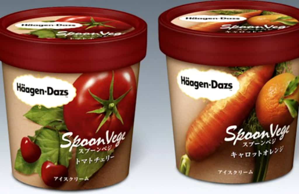Haagen Dazs Tomato Cherry and Orange Carrot Ice Creams