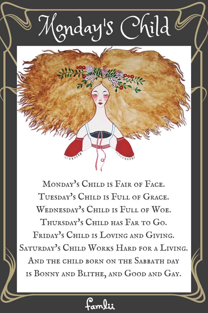 MONDAY'S CHILD NURSERY RHYME POEM