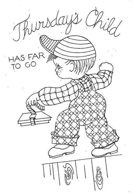 Thursday's child has far to go. Child walking to school