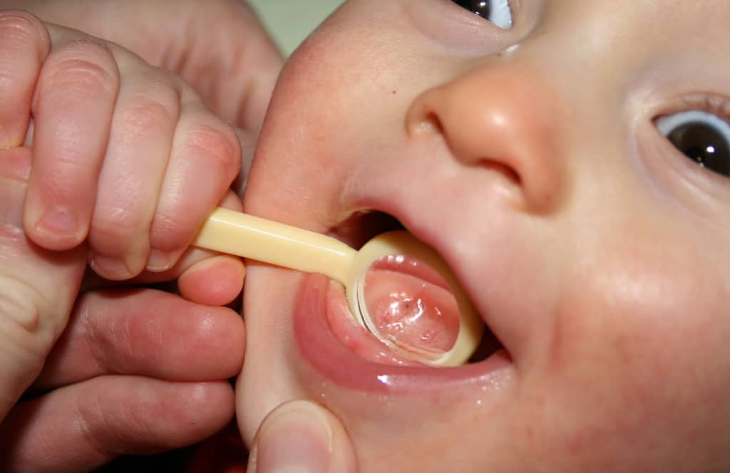 First baby tooth being examined