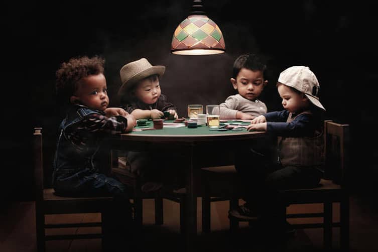 kids playing cards