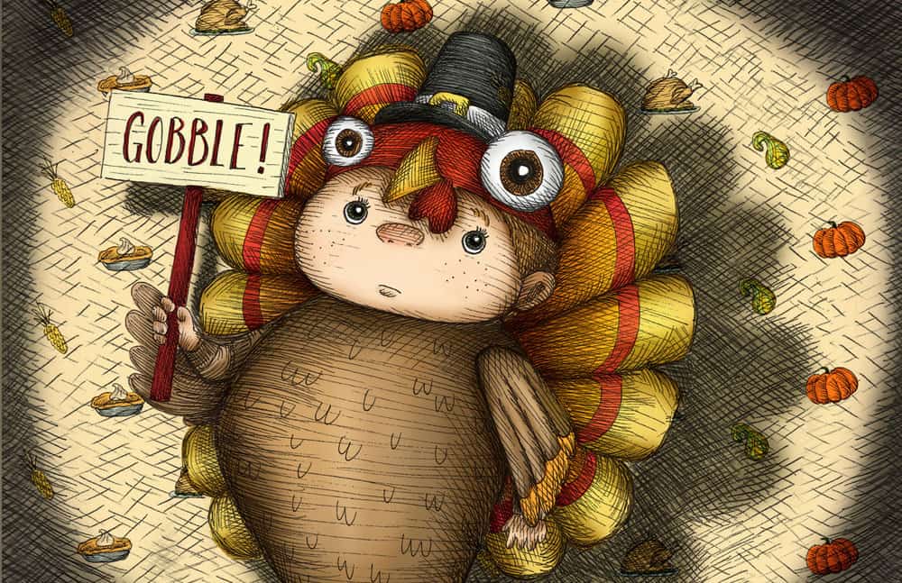 Drawing of boy dressed as turkey