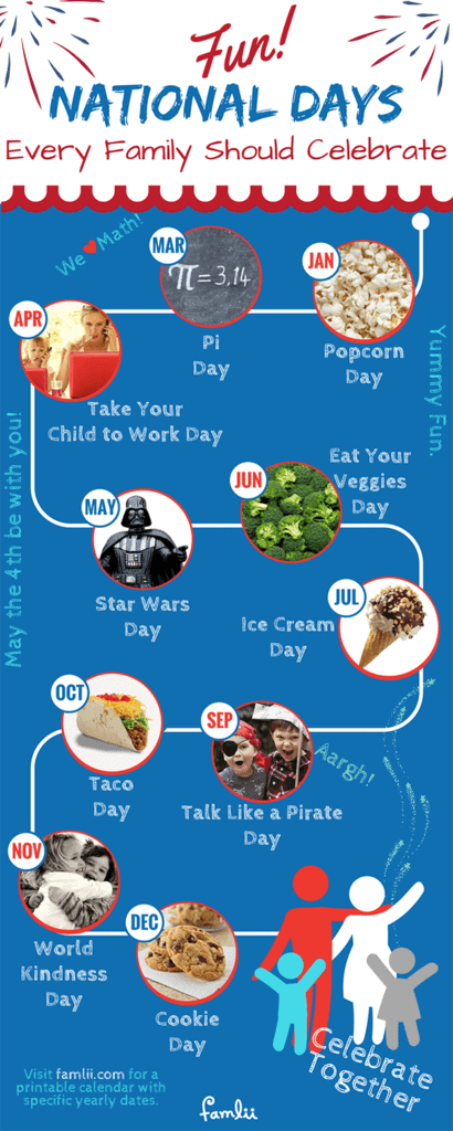 Calendar Infographic of Fun National Days for Kids